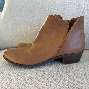 Women's lucky brand brown leather ankle boots bootie side zip banterr